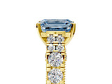 Yellow gold Fancy Blue Emerald  Cut Diamond Pavé Band Solitaire with Four-Prong Setting_20