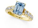 Yellow gold Fancy Blue Emerald  Cut Diamond Pavé Band Solitaire with Four-Prong Setting_4