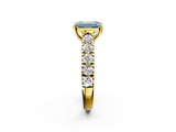 Yellow gold Fancy Blue Emerald  Cut Diamond Pavé Band Solitaire with Four-Prong Setting_5