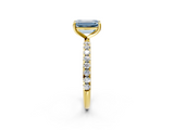 Yellow gold Fancy Blue Emerald  Cut Diamond Pavé Band Solitaire with Four-Prong Setting_5