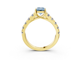 Yellow gold Fancy Blue Emerald  Cut Diamond Pavé Band Solitaire with Four-Prong Setting_6