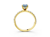 Yellow gold Fancy Blue Emerald  Cut Diamond Pavé Band Solitaire with Four-Prong Setting_6