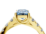 Yellow gold Fancy Blue Emerald  Cut Diamond Pavé Band Solitaire with Four-Prong Setting_7