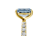 Yellow gold Fancy Blue Emerald  Cut Diamond Pavé Band Solitaire with Four-Prong Setting_8
