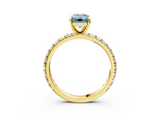 Yellow gold Fancy Blue Emerald  Cut Diamond Pavé Band with Four-Prong Setting_54