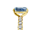 Yellow gold Fancy Blue Emerald  Cut Diamond Pavé Band with Four-Prong Setting_56
