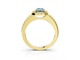 Yellow gold Fancy Blue Emerald Cut Diamond Pavé Halo Ring with Four-Prong Setting_39