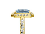 Yellow gold Fancy Blue Emerald Cut Diamond Pavé Halo Ring with Four-Prong Setting_41