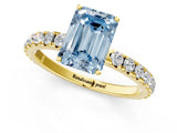Yellow gold Fancy Blue Emerald Cut Diamond Pavé Solitaire Engagement Ring with Four-Prong Setting_55