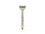 Yellow gold Fancy Blue Emerald Cut Diamond Pavé Solitaire Engagement Ring with Four-Prong Setting_56
