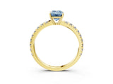 Yellow gold Fancy Blue Emerald Cut Diamond Pavé Solitaire Engagement Ring with Four-Prong Setting_57