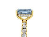 Yellow gold Fancy Blue Emerald Cut Diamond Pave Band Solitaire Ring with Four-Prong Setting_63