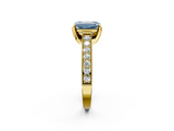 Yellow gold Fancy Blue Emerald  Cut Diamond Pave Band with Four-Prong Setting_22