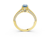Yellow gold Fancy Blue Emerald  Cut Diamond Pave Band with Four-Prong Setting_23