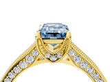 Yellow gold Fancy Blue Emerald  Cut Diamond Pave Band with Four-Prong Setting_24