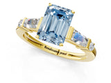 Yellow gold Fancy Blue Emerald  Cut Diamond Ring with Baguette Side Stones, Channel Set Band, and Four-Prong Setting_25