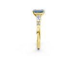 Yellow gold Fancy Blue Emerald  Cut Diamond Ring with Baguette Side Stones, Channel Set Band, and Four-Prong Setting_26