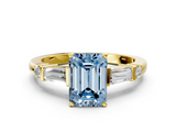 Yellow gold Fancy Blue Emerald  Cut Diamond Ring with Baguette Side Stones, Channel Set Band, and Four-Prong Setting_3