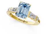 Yellow gold Fancy Blue Emerald  Cut Diamond Ring with Baguette Side Stones, Channel Set Band, and Four-Prong Setting_4