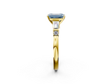 Yellow gold Fancy Blue Emerald  Cut Diamond Ring with Baguette Side Stones, Channel Set Band, and Four-Prong Setting_5