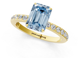 Yellow gold Fancy Blue Emerald  Cut Diamond Ring with Pavé Band and Four-Prong Setting_51