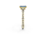 Yellow gold Fancy Blue Emerald  Cut Diamond Ring with Pavé Band and Four-Prong Setting_52