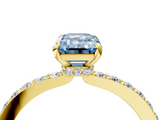 Yellow gold Fancy Blue Emerald  Cut Diamond Ring with Pavé Band and Four-Prong Setting_54
