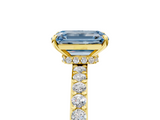 Yellow gold Fancy Blue Emerald  Cut Diamond Ring with Pavé Band and Four-Prong Setting_55