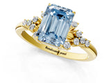Yellow gold Fancy Blue Emerald Cut Diamond Ring with Side Stones and Four-Prong Setting_93