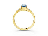 Yellow gold Fancy Blue Emerald Cut Diamond Ring with Side Stones and Four-Prong Setting_95