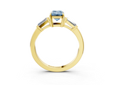 Yellow gold Fancy Blue Emerald  Cut Diamond Ring with Tapered Baguette Side Stones in Four-Prong Setting_6