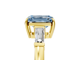 Yellow gold Fancy Blue Emerald  Cut Diamond Ring with Tapered Baguette Side Stones in Four-Prong Setting_8