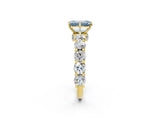 Yellow gold Fancy Blue Emerald Cut Diamond Side Stone Engagement Ring with Four-Prong Setting_26