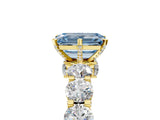 Yellow gold Fancy Blue Emerald Cut Diamond Side Stone Engagement Ring with Four-Prong Setting_29