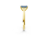Yellow gold Fancy Blue Emerald Cut Diamond Solitaire Engagement Ring with Cathedral Setting and Four-Prong Mount_134