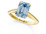 Yellow gold Fancy Blue Emerald Cut Diamond Solitaire Engagement Ring with Cathedral Setting and Four-Prong Mount_25