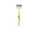 Yellow gold Fancy Blue Emerald Cut Diamond Solitaire Engagement Ring with Cathedral Setting and Four-Prong Mount_26