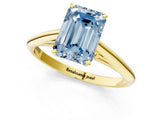 Yellow gold Fancy Blue Emerald Cut Diamond Solitaire Engagement Ring with Cathedral Setting and Four-Prong Mount_31