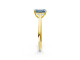 Yellow gold Fancy Blue Emerald Cut Diamond Solitaire Engagement Ring with Cathedral Setting and Four-Prong Mount_32