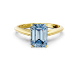 Yellow gold Fancy Blue Emerald Cut Diamond Solitaire Engagement Ring with Cathedral Setting and Four-Prong Mount_78