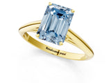 Yellow gold Fancy Blue Emerald Cut Diamond Solitaire Engagement Ring with Cathedral Setting and Four-Prong Mount_79