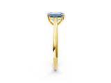 Yellow gold Fancy Blue Emerald Cut Diamond Solitaire Engagement Ring with Cathedral Setting and Four-Prong Mount_80