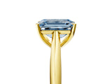 Yellow gold Fancy Blue Emerald Cut Diamond Solitaire Engagement Ring with Cathedral Setting and Four-Prong Mount_83