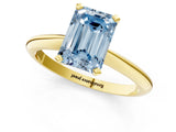 Yellow gold Fancy Blue Emerald Cut Diamond Solitaire Engagement Ring with Classic Band and Four-Prong Setting_119