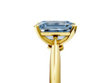 Yellow gold Fancy Blue Emerald Cut Diamond Solitaire Engagement Ring with Classic Band and Four-Prong Setting_123