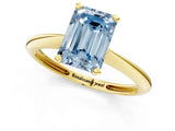Yellow gold Fancy Blue Emerald Cut Diamond Solitaire Engagement Ring with Classic Band and Four-Prong Setting_13