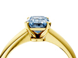 Yellow gold Fancy Blue Emerald Cut Diamond Solitaire Engagement Ring with Classic Band and Four-Prong Setting_16