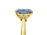 Yellow gold Fancy Blue Emerald Cut Diamond Solitaire Engagement Ring with Classic Band and Four-Prong Setting_17