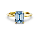 Yellow gold Fancy Blue Emerald Cut Diamond Solitaire Engagement Ring with Classic Band and Four-Prong Setting_36