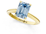 Yellow gold Fancy Blue Emerald Cut Diamond Solitaire Engagement Ring with Classic Band and Four-Prong Setting_37